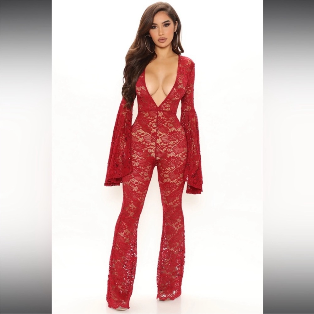 Fashionnova Burgundy jumpsuit